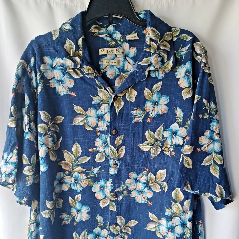 Batik Bay Hawaiian Aloha Mens XLT Shirt Hibiscus Flower Tropical Beach Party